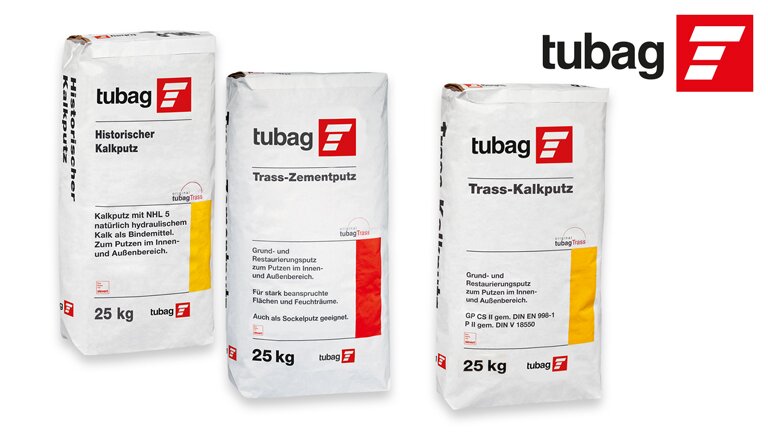 Sanier- und Restaurierputze auf Kalk- und Trassbasis.